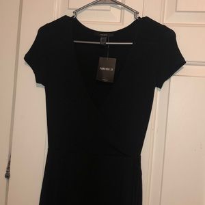 black f21 wrap dress